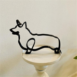 Escultura Minimalista de Animal em Arame de Ferro – Gato, Corgi, Chihuahua e Bulldog