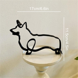 Escultura Minimalista de Animal em Arame de Ferro – Gato, Corgi, Chihuahua e Bulldog