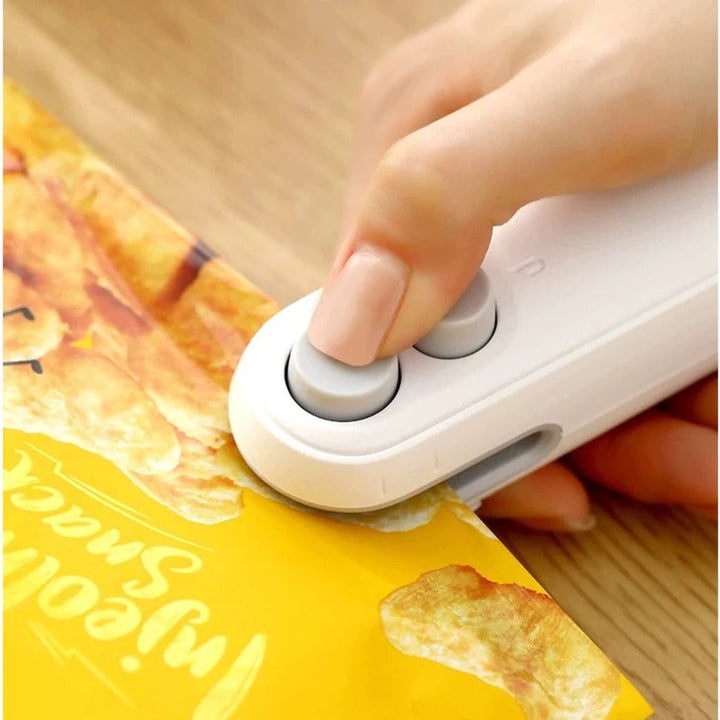 Mini Selador de Sacos para Plásticos e Lanches - 2 em 1