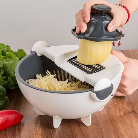 Ralador Cortador com Bacia Escorredor para Legumes 7 em 1