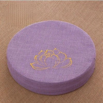 Almofada de Meditação em Linho com Bordado de Lótus – Tatami 40x6cm Lavável