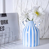 Vaso de Cerâmica Listrado com Alças Duplas – Estilo Nórdico Moderno 16cm