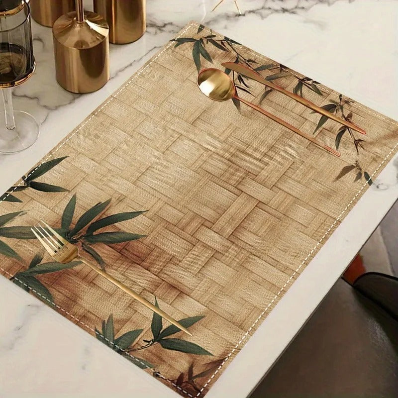 Jogo Americano de Bambu com Folhas Entrelaçadas – Kit 4, 6 ou 8 Peças 30x45cm