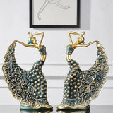 Escultura Decorativa Dançarina Pavão em Cerâmica – Arte Abstrata de Luxo 28,5cm