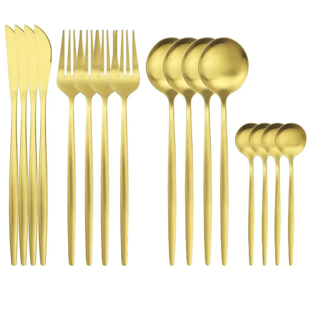 Conjunto de Talheres em Aço Inoxidável Dourado