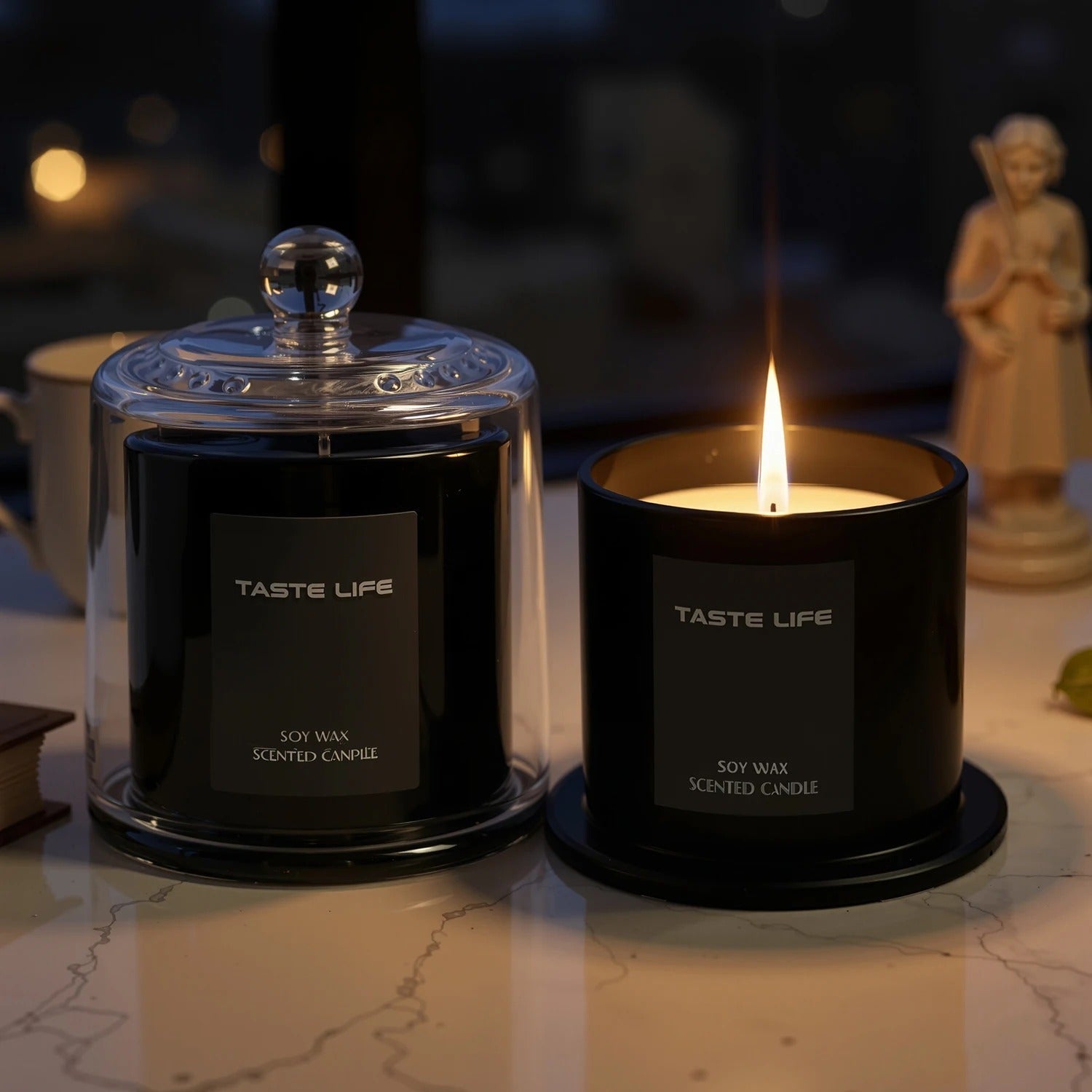 Vela Aromática de Cera de Soja com Cloche de Vidro – Spa Doméstico Premium