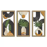 Kit 3 Quadros de Parede em Madeira Oca Estilo Boho