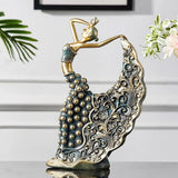 Escultura Decorativa Dançarina Pavão em Cerâmica – Arte Abstrata de Luxo 28,5cm