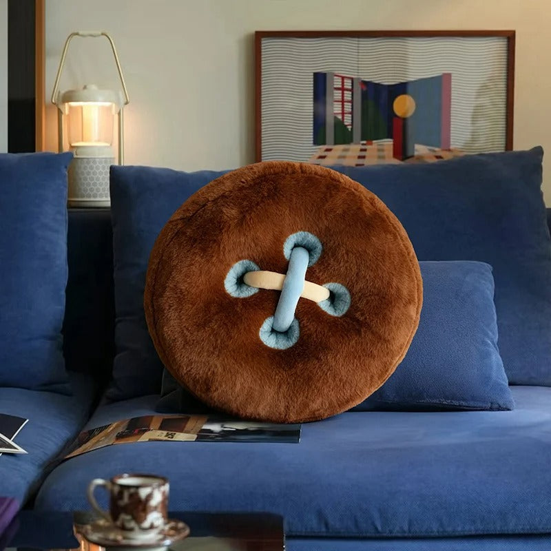 Almofada Decorativa Redonda em Formato de Botão – Macia e Divertida 40cm