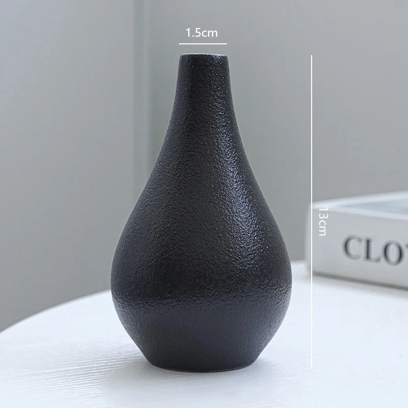 Conjunto 5 Vasos de Cerâmica Preta Fosca Minimalista – Decoração Moderna e Sofisticada