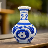 Vaso de Porcelana Chinesa DIY em Blocos de Construção – Azul e Branco 28cm