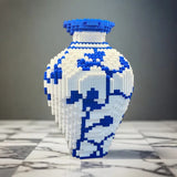 Vaso de Porcelana Chinesa DIY em Blocos de Construção – Azul e Branco 28cm