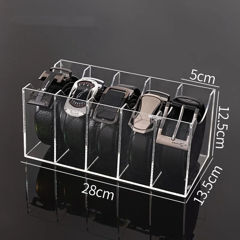 Organizador de Cintos e Gravatas em Acrílico – 3/5 Compartimentos para Armário e Closet