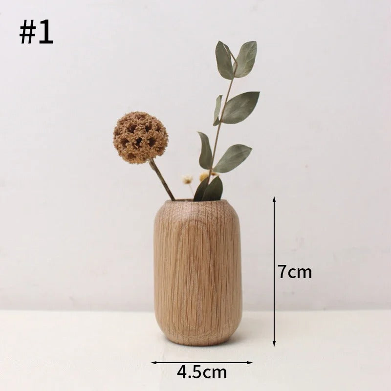 Conjunto de Vasos de Madeira Estilo Japonês – Decoração Minimalista e Natural